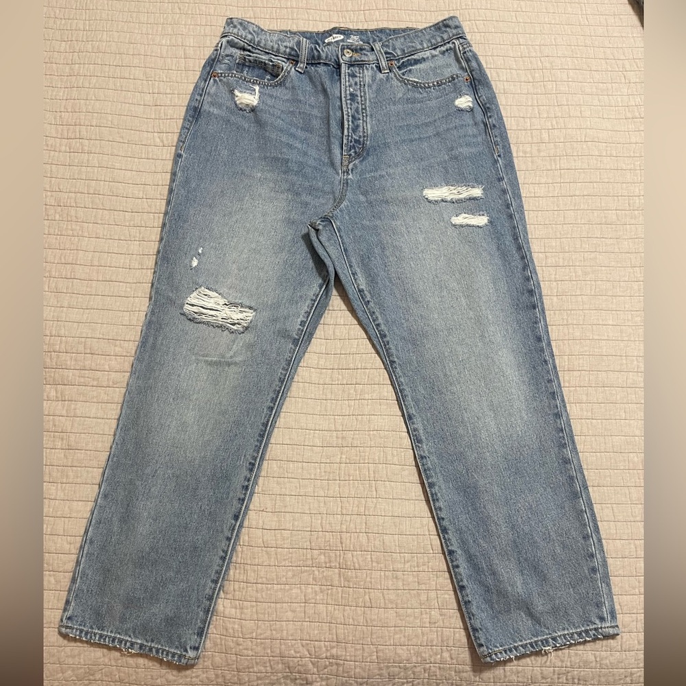 Old Navy The Sky High Straight Extra High Rise Jeans Button Fly Size 14